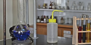 Boiling of Blue Liquid in a Laboratory Experiment