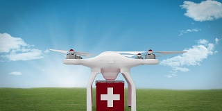 无人机带着一个药箱的数字图像