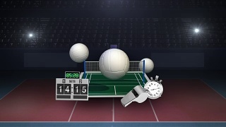 排球偶像，球场，网，哨子…视频素材模板下载
