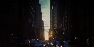 日落建立曼哈顿悬日拍摄看到的第44街