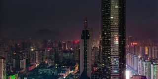 中国白天到晚上深圳城市垂直全景4k时间流逝