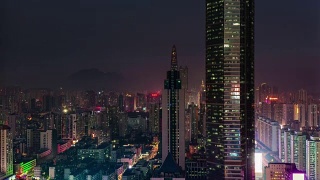 中国白天到晚上深圳城市垂直全景4k时间流逝视频素材模板下载