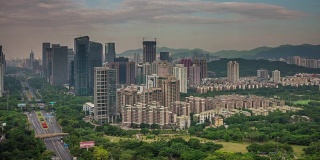 中国天光深圳城市自然屋顶全景4k时间流逝