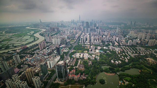 中国深圳阴天天光屋顶全景4k时间推移