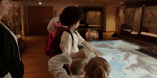 小学生在学校旅行到博物馆看地图拍摄在R3D