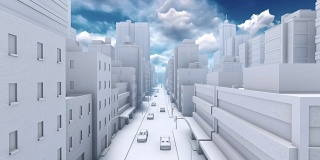 抽象的白色3D城市街道交通时间流逝