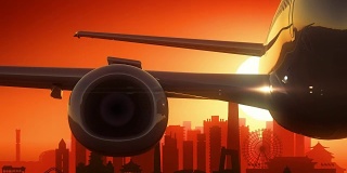 北京中国飞机起飞天际线金色背景