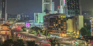 汉城夜间交通延时全景图
