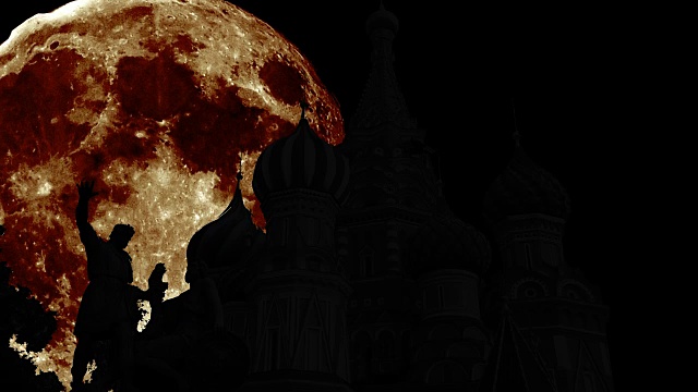米宁和波扎尔斯基的剪影和巨大的月亮