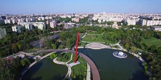 罗马尼亚布加勒斯特市公园鸟瞰图