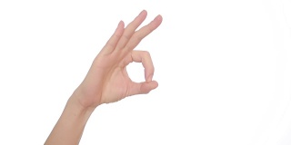 手OK标志孤立在白色背景。手势