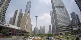 上海商务区路口交通时间流逝