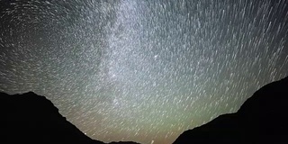 全高清星迹夜空宇宙星系在土耳其Kackar山脉高原延时拍摄。