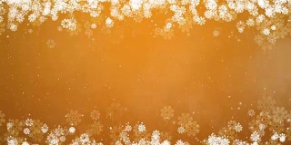 圣诞框架金色背景。摘要冬季卡片与雪花。