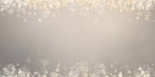 圣诞框架灰色背景。摘要冬季卡片与雪花。