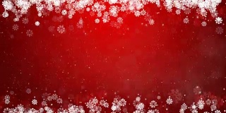 圣诞框架红色背景。摘要冬季卡片与雪花。