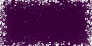 圣诞贺卡框架与雪花在紫色的背景。