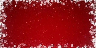 圣诞贺卡框架与雪花在红色的背景。