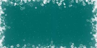 圣诞贺卡框架与雪花在翡翠背景。