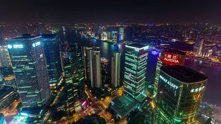 中国夜著名的上海市区江湾塔全景，4k时间推移视频素材模板下载