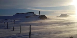 冬季冻土带上的暴风雪