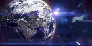 未来的宇宙飞船在太空中朝着地球飞行，每秒24帧