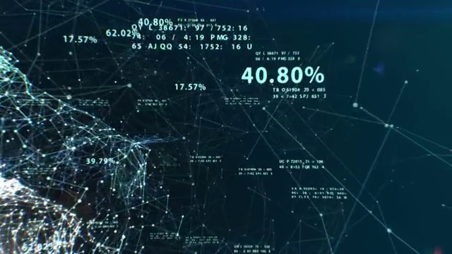 三维动画的抽象全球商业网络飞行数字，点和线。数字技术的概念。毛圈。HD 1080。