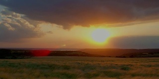 日出天空的云时间流逝在小麦农田，HDR RAW拍摄4K