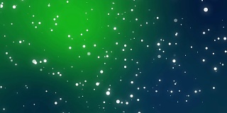 闪闪发光的白光粒子移动跨越蓝绿色梯度背景