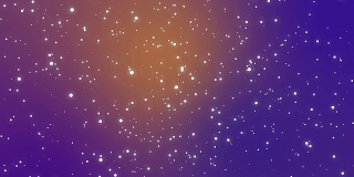 星系动画与光粒子恒星在紫色橙色梯度背景