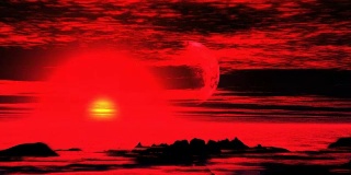 外星球上的超现实日落
