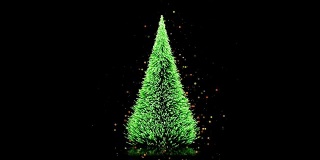 圣诞贺卡:圣诞树上飘着雪花