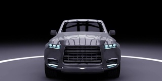 现代汽车，照片逼真的3D汽车动画上的黑色背景
