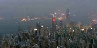 香港和九龙的天际线白天黑夜
