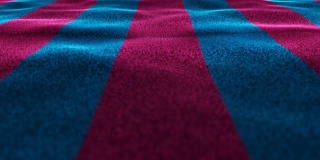 紫红花和蓝旗，纺织地毯背景，静止相机，循环