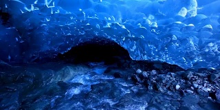 镜头-冰岛冰洞下有水流淌