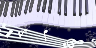 钢琴音符雪环波暗背景