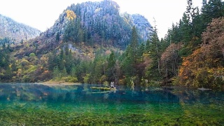 Colorful Lake, Waterfall, Forest, Mountains At Jiuzhaigou In China视频素材模板下载