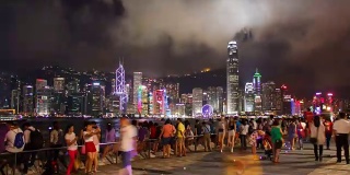中国香港的夜景。