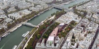 巴黎空中俯瞰塞纳河和桥梁