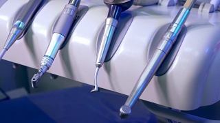 医疗牙医工具和模型颌极端近距离滑块视频素材模板下载