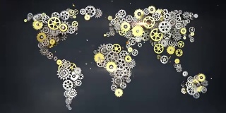 钢制金齿轮制作全球地图。人工智能。全球technology.1。