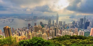 香港城市景观高视点香港太平山顶，中国4K时间流逝