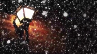 冬夜路灯与飘落的雪视频素材模板下载