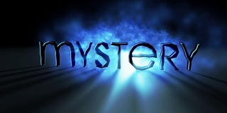 单词'mystery'在迷雾中用光线描绘