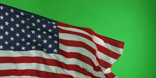 美国国旗在绿色屏幕上，真实的视频，而不是CGI -超级慢动作-独立日- 7月4日