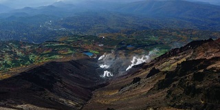 从旭鹤山(日本北海道最高的山)山顶俯瞰美丽的景色。时间流逝