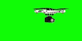 配有专业摄像机的无人机飞行/悬停-绿色屏幕