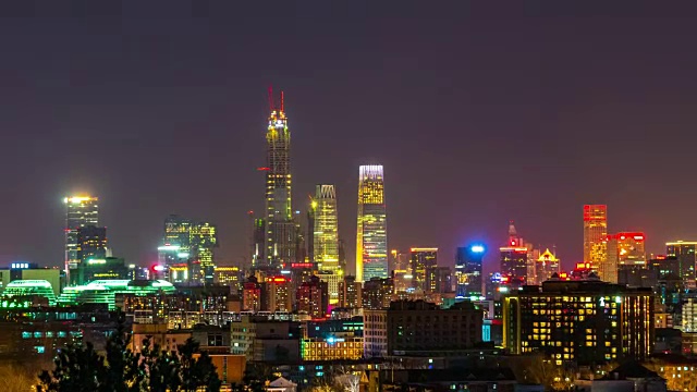 中国北京的摩天大楼。4k时光流逝