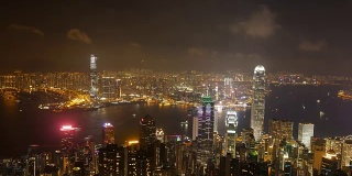 香港市区夜景，从山顶眺望